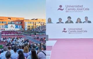 Imagen de los actos de graduación de las universidades UAX y UCJC promoción 2024.