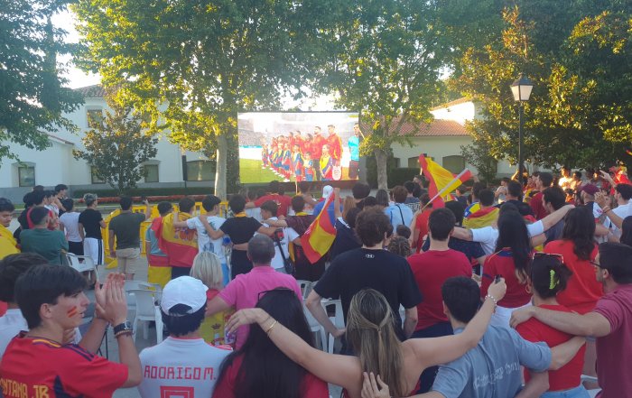 Imagen de la plaza de España durante la celebración de la final de la Eurocopa 2024.