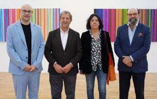 El alcalde, Luis Partida, el concejal de Cultura, Fernando Agudo, y los artistas José Carlos Espinel y Paloma Gómez.